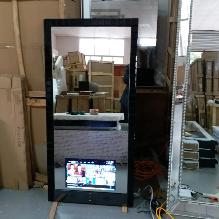 

Modern Antique Salon Mirrors Station With TV Glass Beauty Mirror Design
