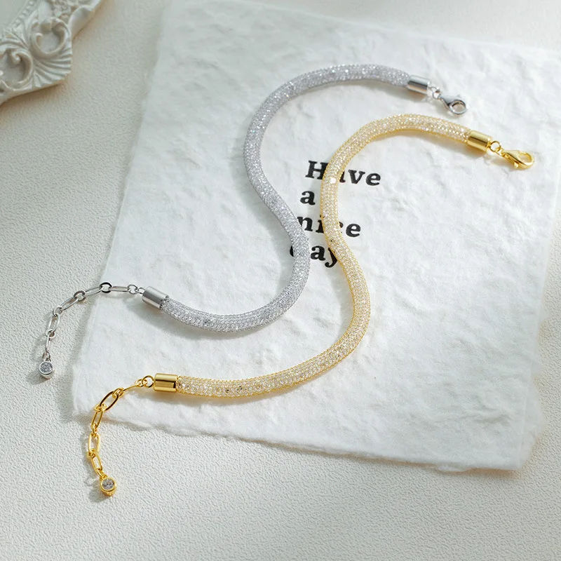 

925 sterling silver sparkling flash money bag bracelet women's niche light luxury fashionable fine flash jewelry