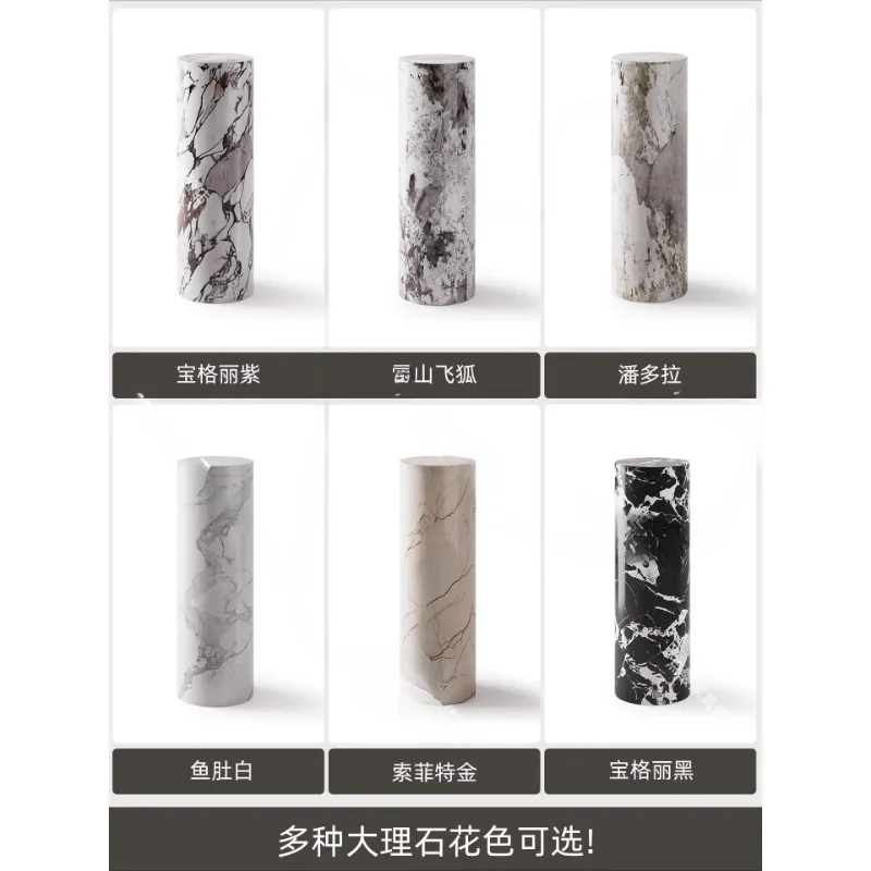 Base de ornamento de mármore de coluna redonda, piso da sala de estar, display alto e baixo