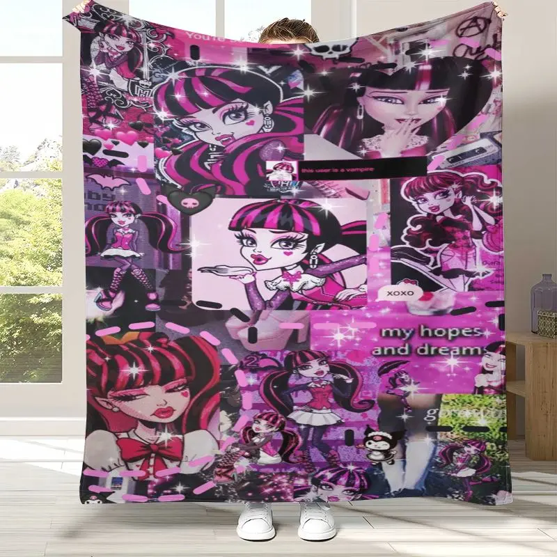 3D Draculaura Monster High Cartoon Doll Soft Flannel Blanket,Cozy Blanket for Bed,Sofa,Living Room,Picnic,Camping,Home Decor