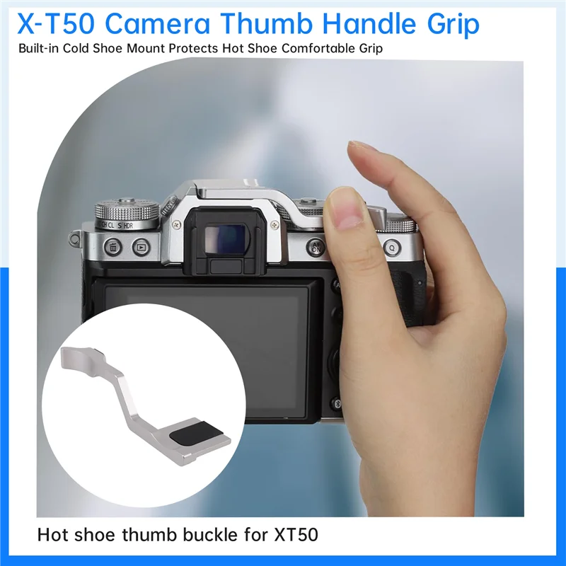 B24B X-T50 Camera Thumb Handle Grip With Built-In Cold Shoe Mount Protects Hot Shoe Comfortable Grip For Fujifilm X-T50