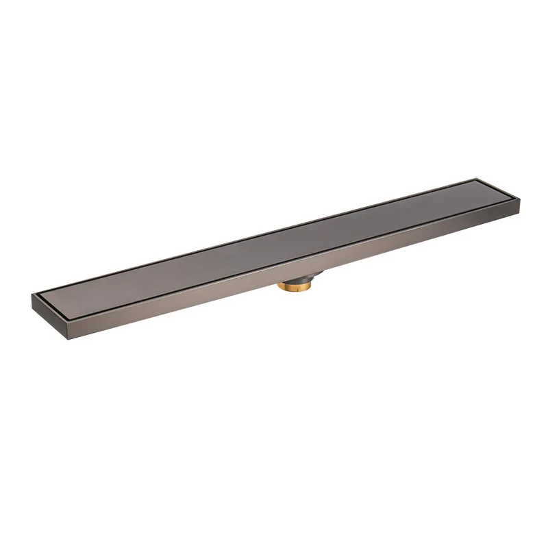 Gun gray long bamboo row floor drain deodorant core allcopper shower room extended large displacement bathroom sewer floor drain