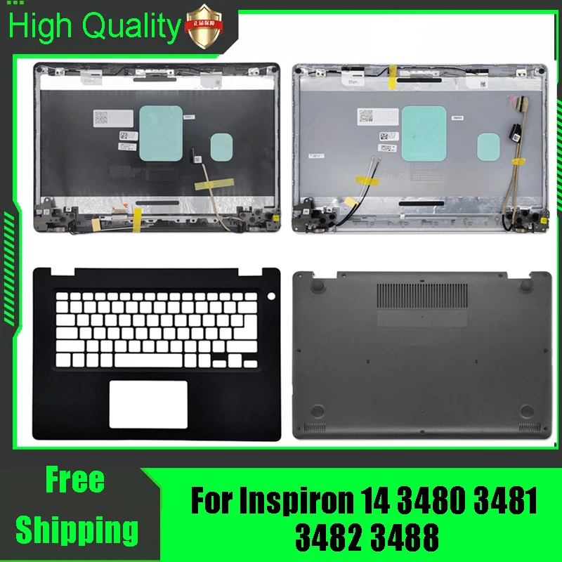 Para Inspiron 14 3480 3481 3482 tapa trasera para portátil cubierta superior cubierta superior reposamanos carcasa inferior superior bisagras A C D Shell negro plata