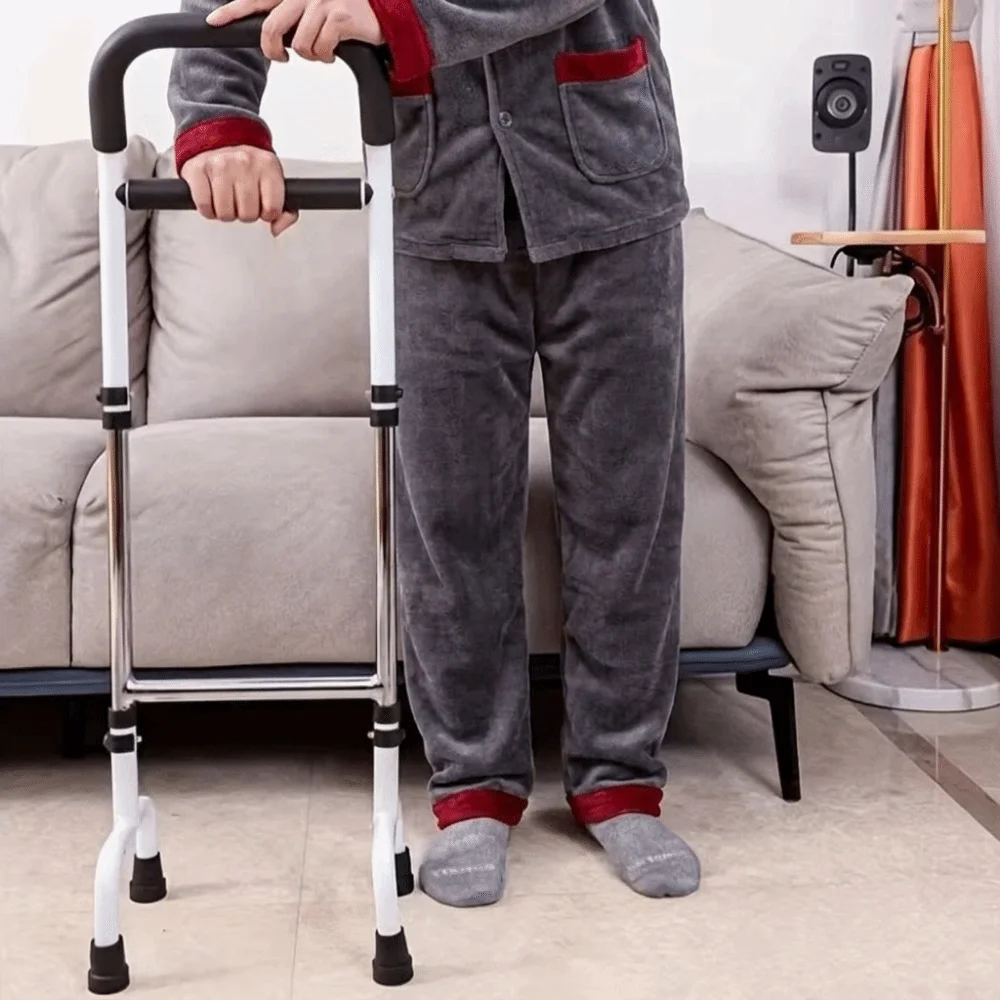 

Carbon Steel Bedside Getting Up Assist Height Adjustable Non-Slip Handrail Mobile Bracket Four-Leg Support Anti-Fall