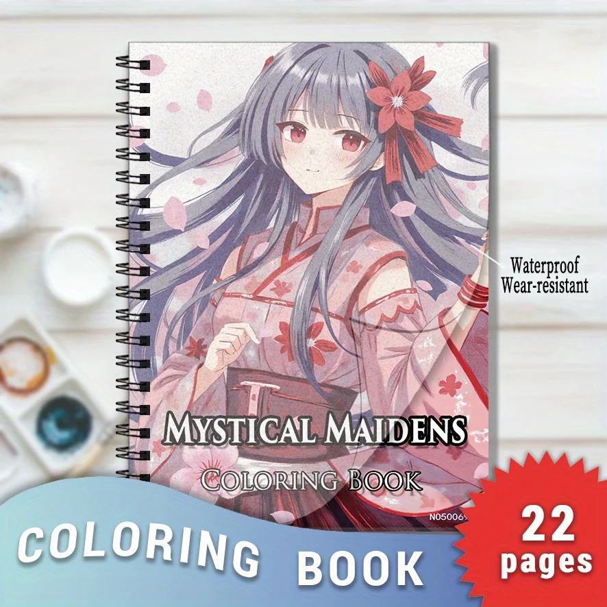 

Mystical Maidens Coloring Book - 8.3×11.2 Inches, 22 Pages. Perfect for Anime - inspired Relaxation, Charming Doodling