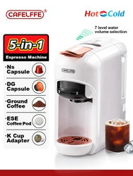 Cafelffe 5 in 1 Capsule Koffiezetapparaat Fit Dolce gusto Nespresso Capsule ESE Pod Gemalen Koffie K-cup 19Bar Heet/Koud, cadeau geven