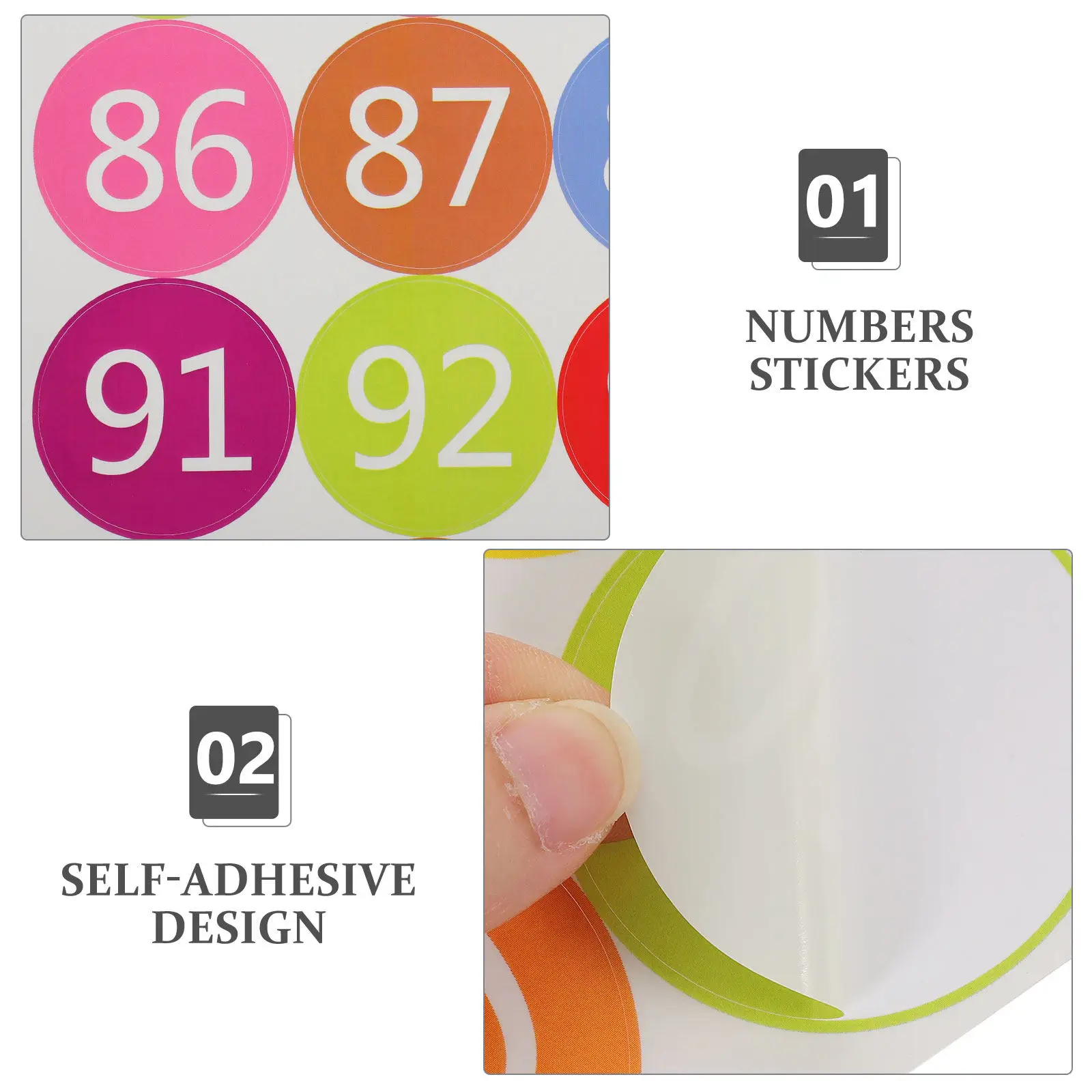 100Pcs Colored Number Stickers Paper-Based Easy-Peel Adhesive Labels for Item Identification Sorting and Daily Use in Nursery