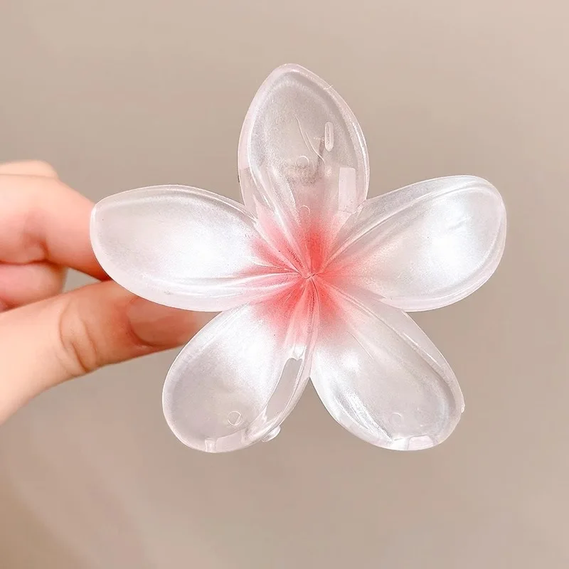 Gradient Flower Hair Clip Beach Hairpins Flower Claw Clips Hawaiian Style Headwear Summer Flower Hairpins Girls Hair Accessories