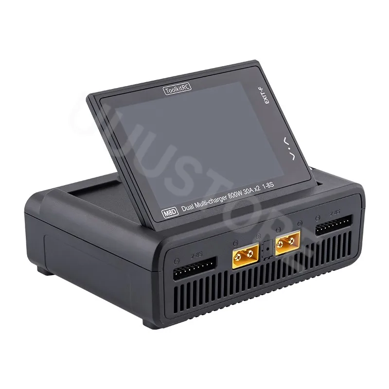 Toolkitrc m8d 1600w 50a dc balance touchscreen carregador 65w carga rápida canais duplos para 1-8s lipo bateria rc fpv drone carro
