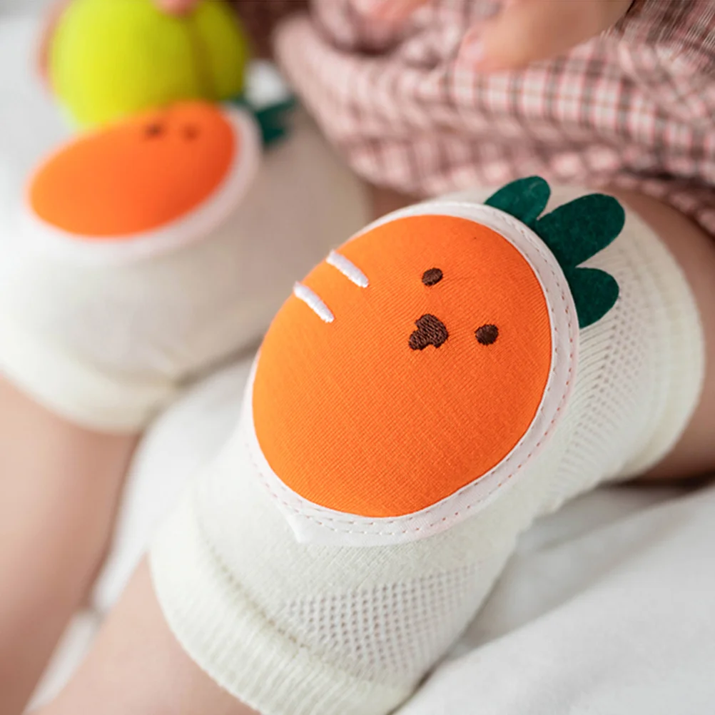 

1 пара детских наколенников, летняя дышащая защита для ползания, удобные наколенники, высокая эластичность для младенцев с рисунком редиски