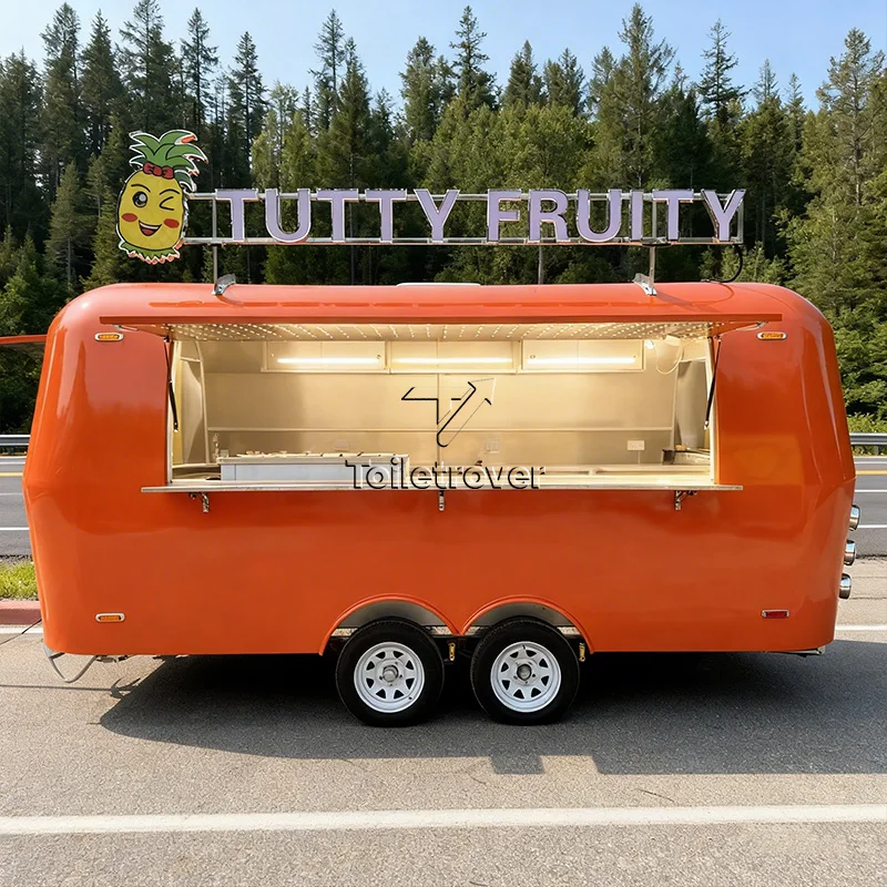 Commercial Towable Container Food Trailer Vintage Ice Cream Food Truck Dessert Dot Certified Food Bbq Trailers with Full Kitchen