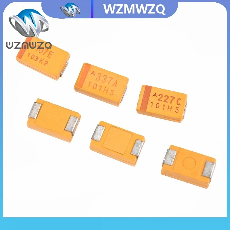 10PCS 6V 6.3V 10V 16V 25V 35V 50V 10UF 22UF 33UF 47UF 100UF 220UF 330UF 470UF D 유형 SMD 탄탈륨 커패시터