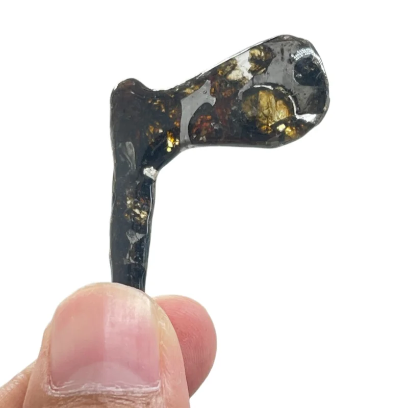 Sericho Pallasite Meteorite Irregular Specimen Natural Olivine Inclusion Polished Meteorite Slice Mineral Collection -TA852