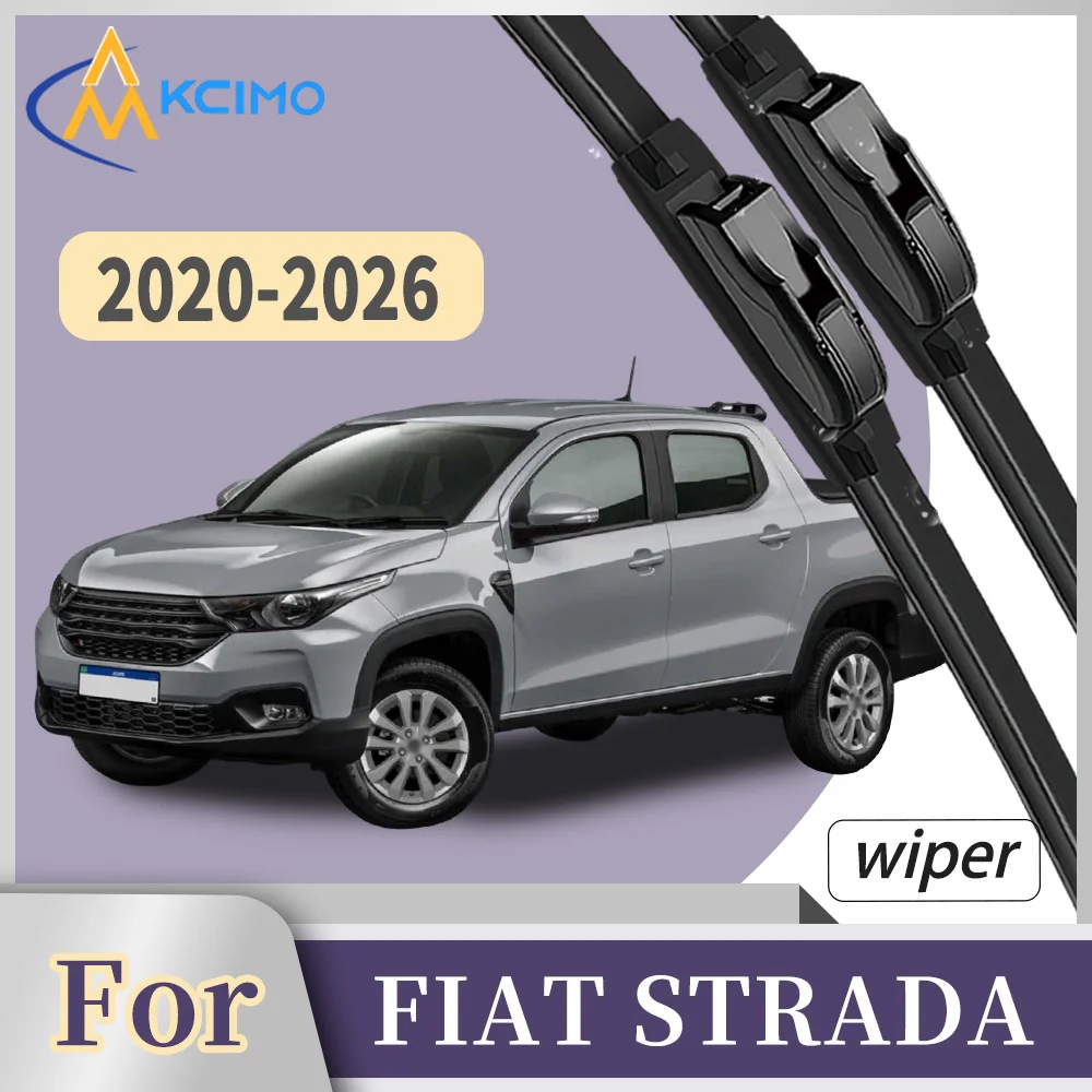 

Premium Rubber Front Windscreen Wiper Blades For FIAT STRADA Pickup 2020-2026 Quiet Smooth Wiping Waterproof Windshield Kit 2Pcs