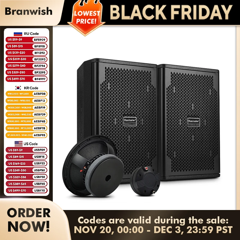 8Ω 250W High Power Bass Speaker KTV Home Full-Frequency Floor speaker 10 Inch Professional Private Room Stage Conference Audio