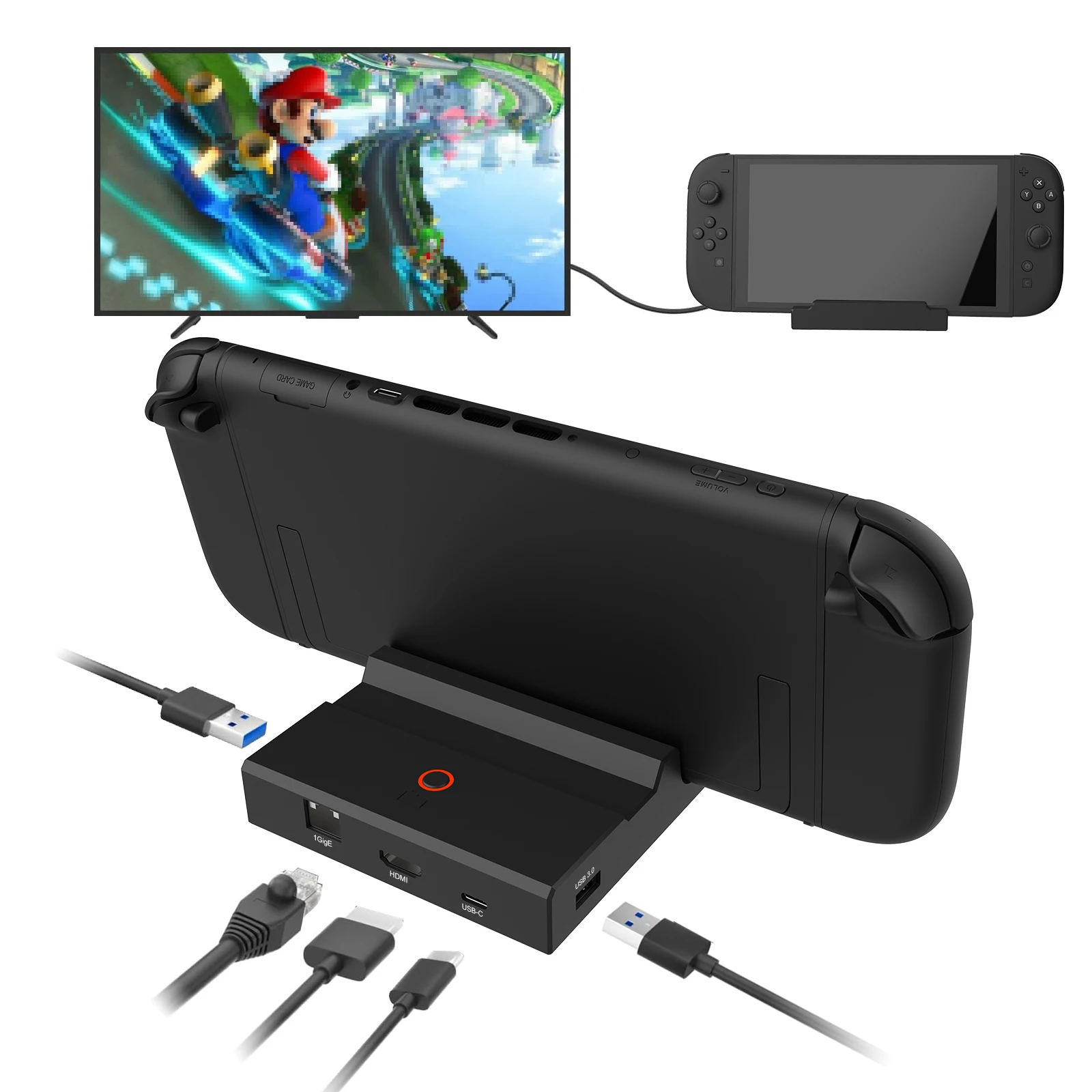 

Док-станция для телевизора RCW308 для коммутатора 2, портативная зарядная подставка с портом FHD, дополнительный 2 порта USB 3.0, дисплей 4K HD