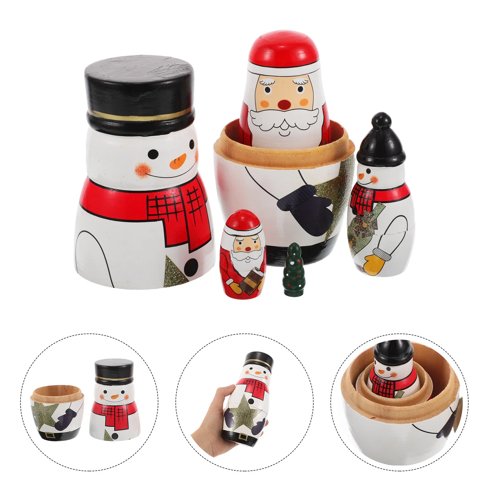 

Colorful Snowman Nesting Russian For Kids Jewelry Storage Decoration Matryoshka Figure