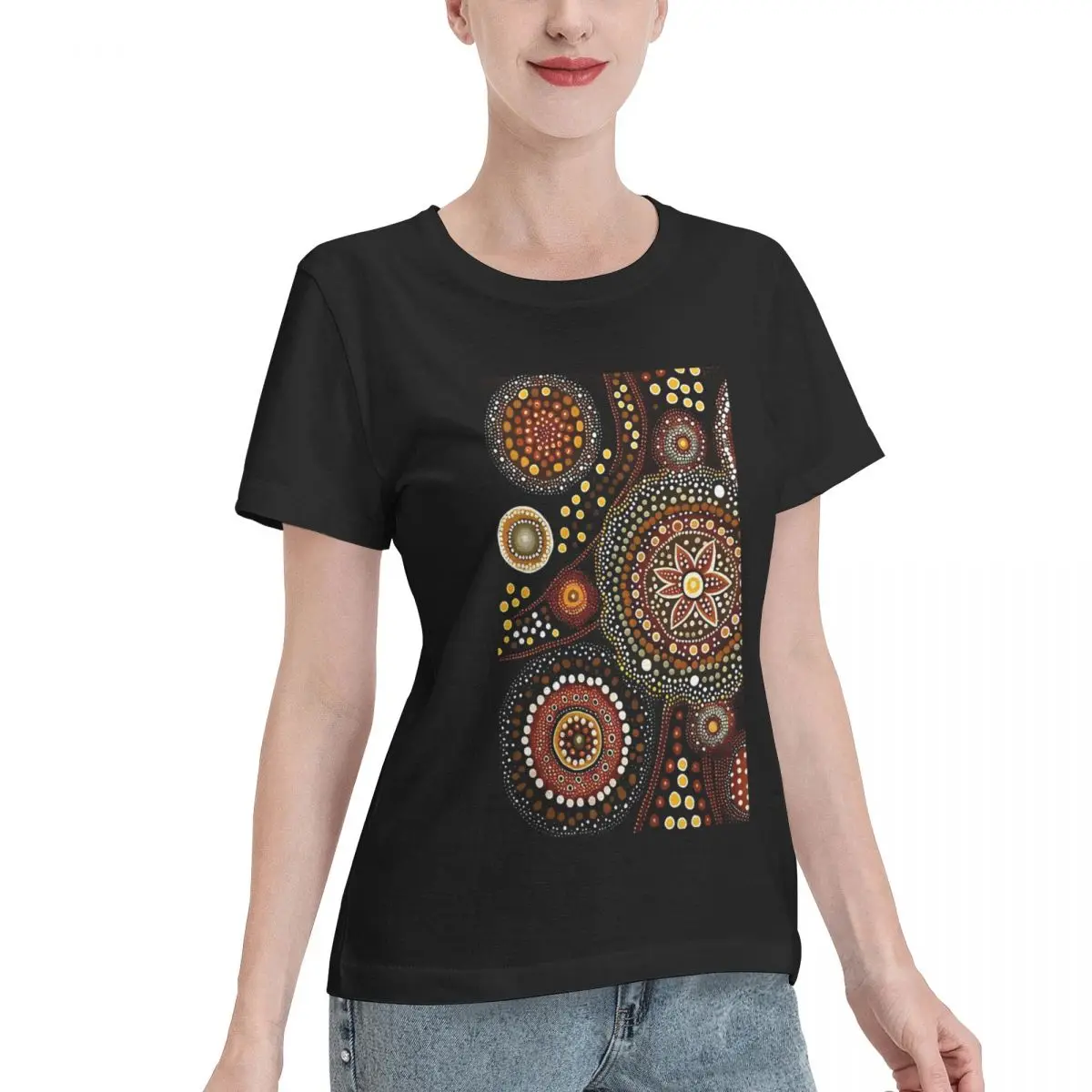 Discount Aboriginal Art Print - Dot Painting Women's T-shirt Urban Fashion Non Shrink Tshirt