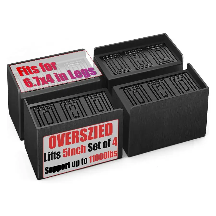 

Подставки-увеличители для мебели 5 дюймов, сверхширокие, для кроватей и диванов, выдерживающие нагрузку до 5000 фунтов, L-образные, с широким отверстием