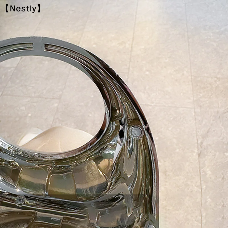Damen-Umhängetasche mit Kette, kleine Geldbörse, Acryl, metallischer Glanz, Halbmond-Form, Party- und Bankett-Damentasche, luxuriöse Handtasche〔Nest〕 – Detail 15