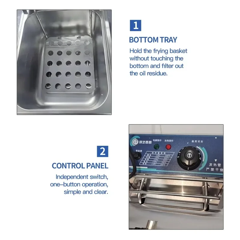 Friggitrice elettrica commerciale in acciaio inossidabile di fabbrica con controllo timer per ristoranti commerciali