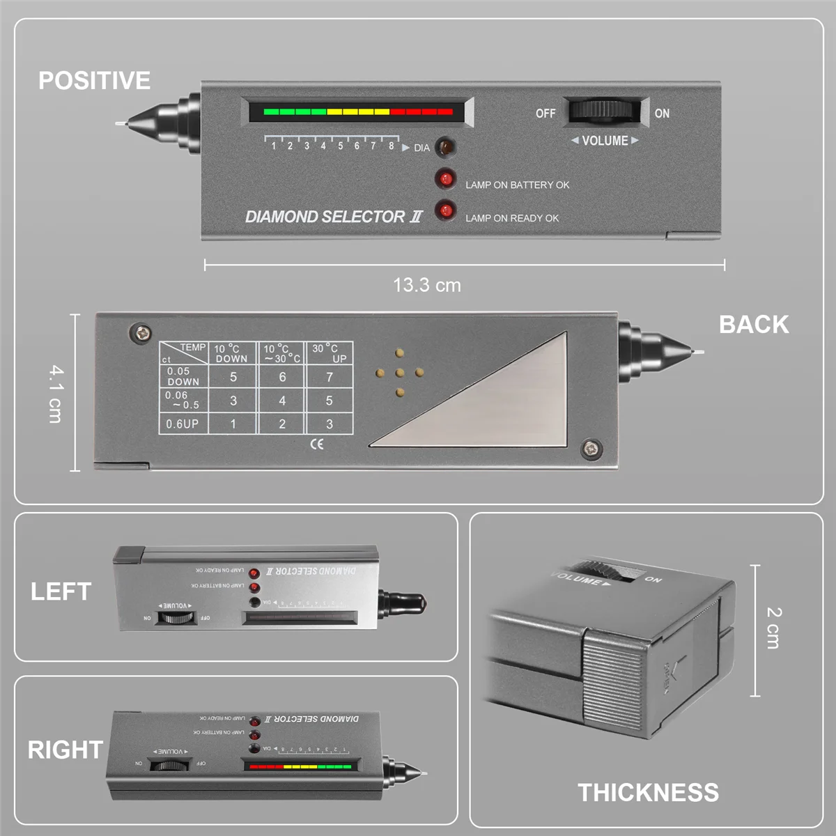 Diamond Tester Pen, High Accuracy Jewelry Diamond Tester+60X Mini LED Magnifying, Professional Diamond Selector