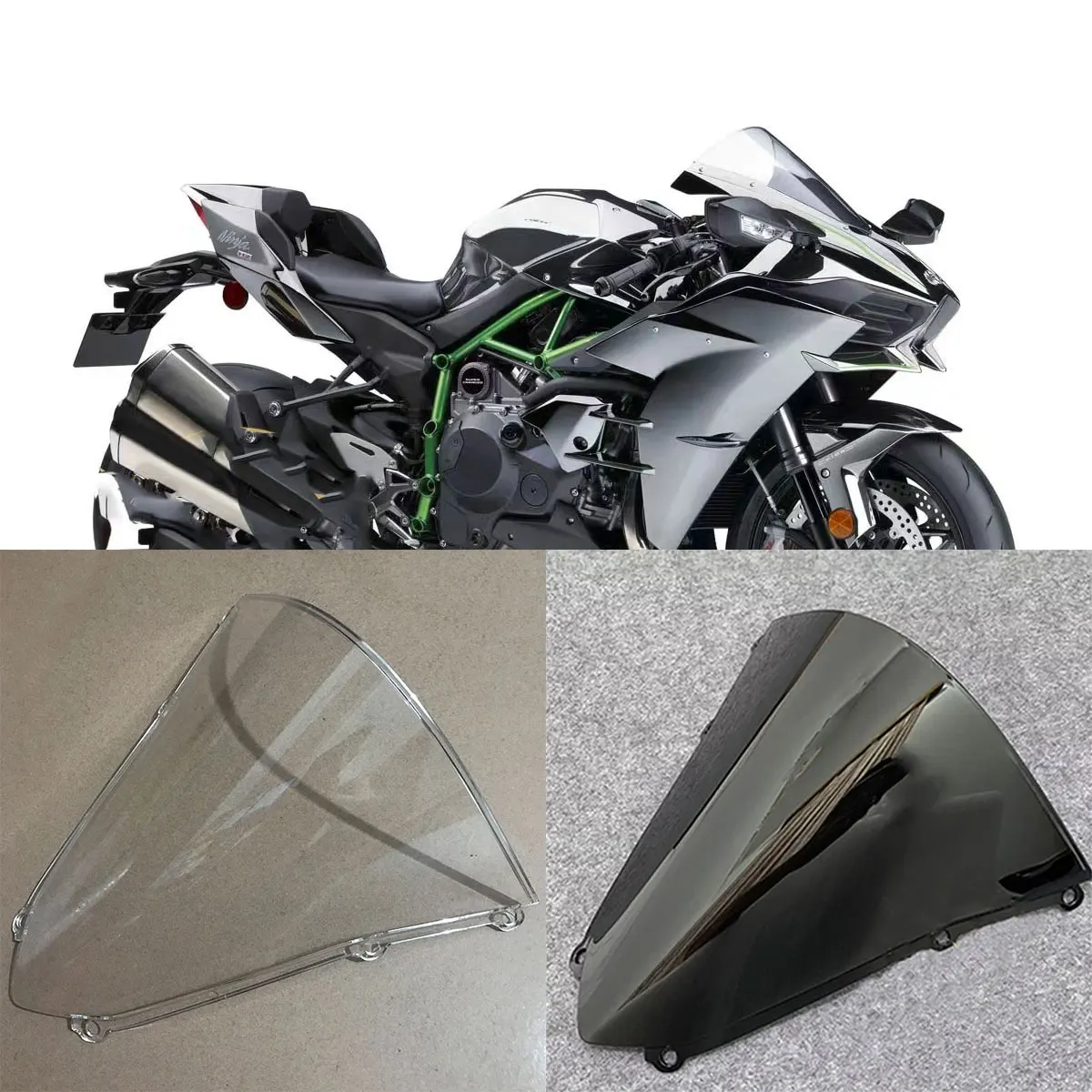 For Kawasaki H2 H2R H 2 H 2R 2015 -2022 2023 Motorcycle Windscreen Screen Wind Deflectors Double Bubble Windshield Fairing Cover