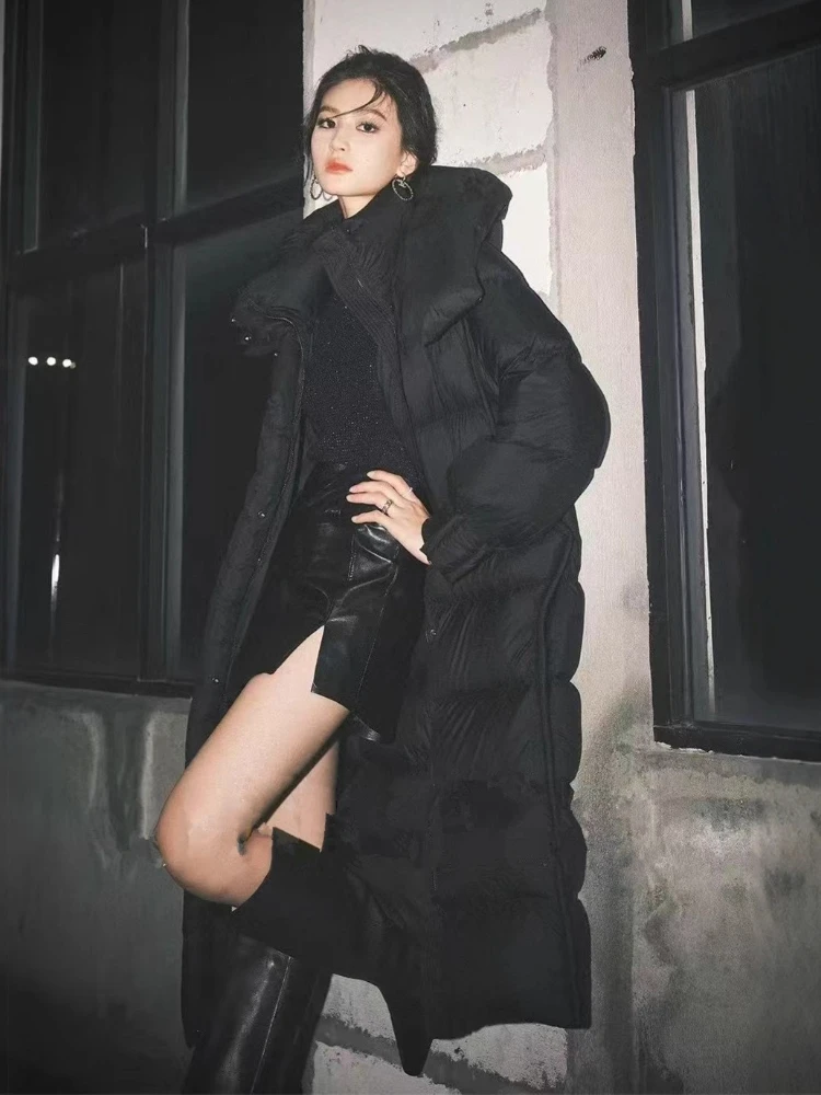 2025年冬新作 レディース 90%ホワイトグースダウンジャケット 厚手 暖かい フード付き パフコート カジュアル ゆったり スノーロングパーカー アウター