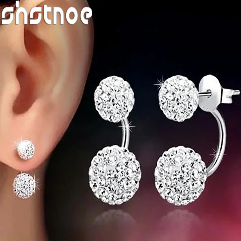 

Promotion 8/10/12mm Shambhala Double Ball Design 925 Sterling Silver Color Ladies' Stud Earrings For Women Jewelry Birthday Gift