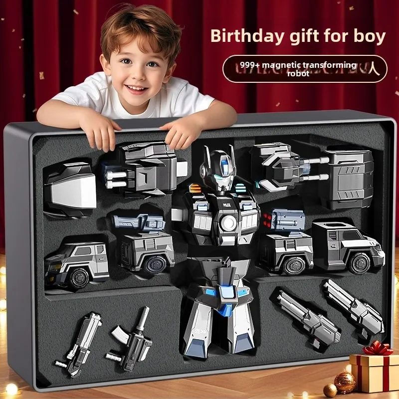 

Magnetic Splicing Children's Toys Educational Building Blocks Assembling Transformers Robot Boy Birthday Gift