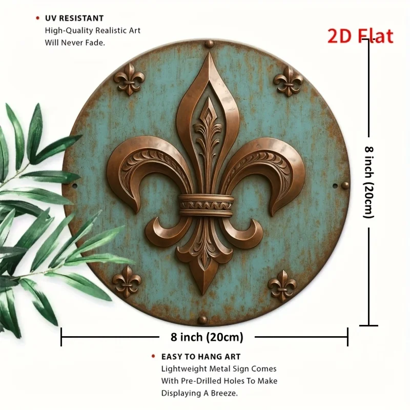 2D Flat - 1pc 8 X 8 Inches (20 X 20 Cm) 2D Flat Sign / Iris / Metal Tin Sign - Round Aluminum Wall Art, Durable, Windproof And W