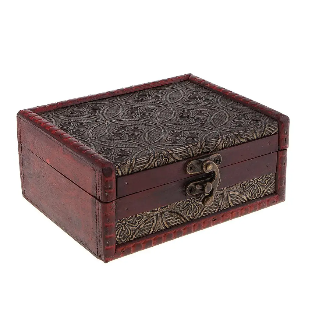 Small Vintage Wooden Trinket Jewelry Desktop Sundry Cosmetics Decorative Box Storage Oraganizer Treasure Case Holder Packaging