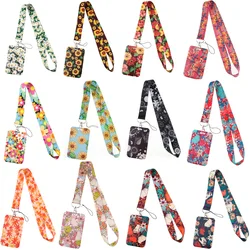 JF1452-Llavero con cordones de flores rosas, correas para teléfono, soporte para tarjeta de identificación USB, llavero, correa para cinturón, cuerda colgante, llavero Lariat