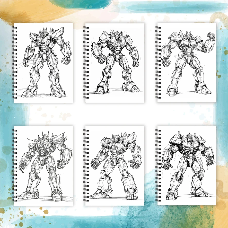 Robot Coloring Book for Adults - 8.3x 11.2 Inch 32 Page Coloring Book - Helps Reduce Stress and Ease Emotions