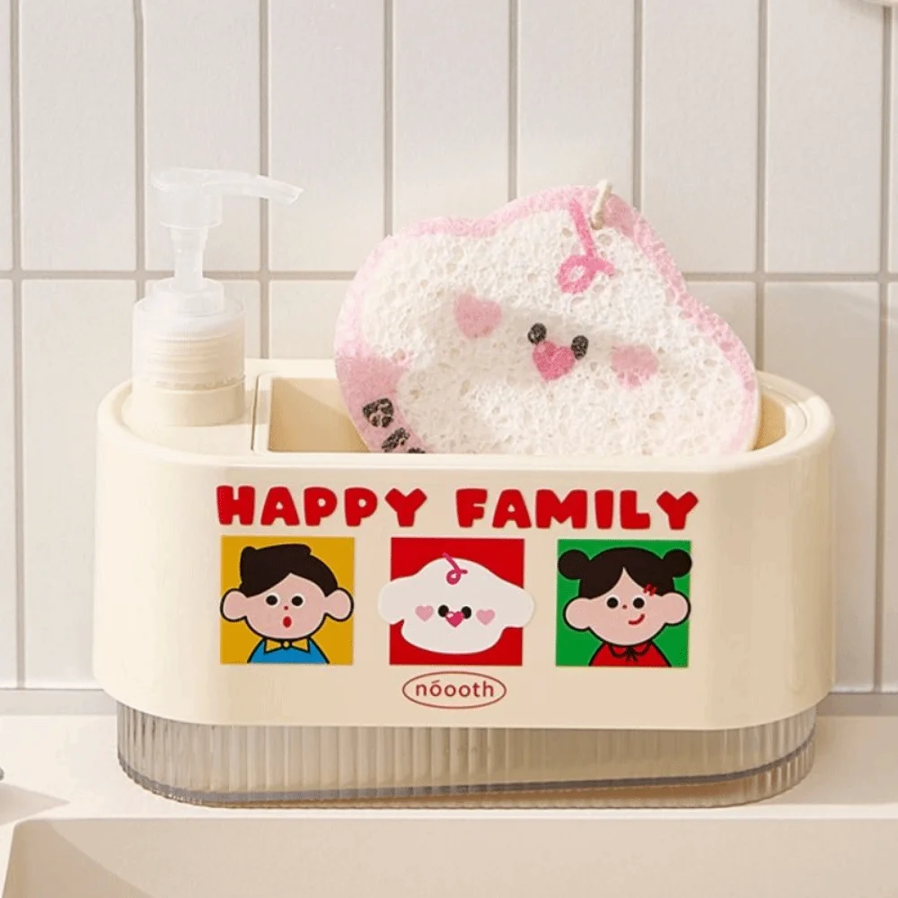 

2-in-1 Hand Soap Dispenser with Sponge Wipe Leak-Proof Manual Press Soap Box Practical Press Type Dual Soap Dispenser