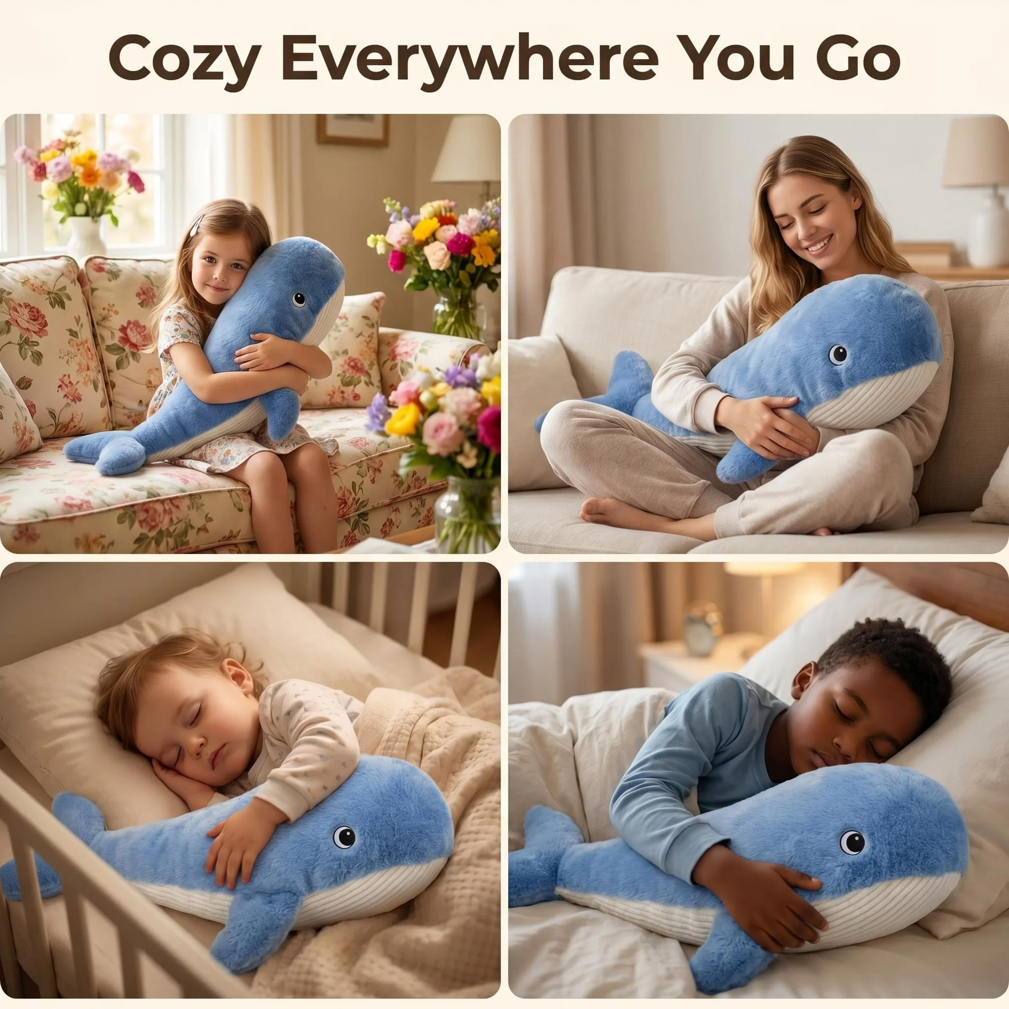 1kg 70cm Heavy duty Weighted Plush Toy Whale Microwavable Stuffed Animal Heating Pads for Stress Relief Coolable Stuffed Whale - view 2