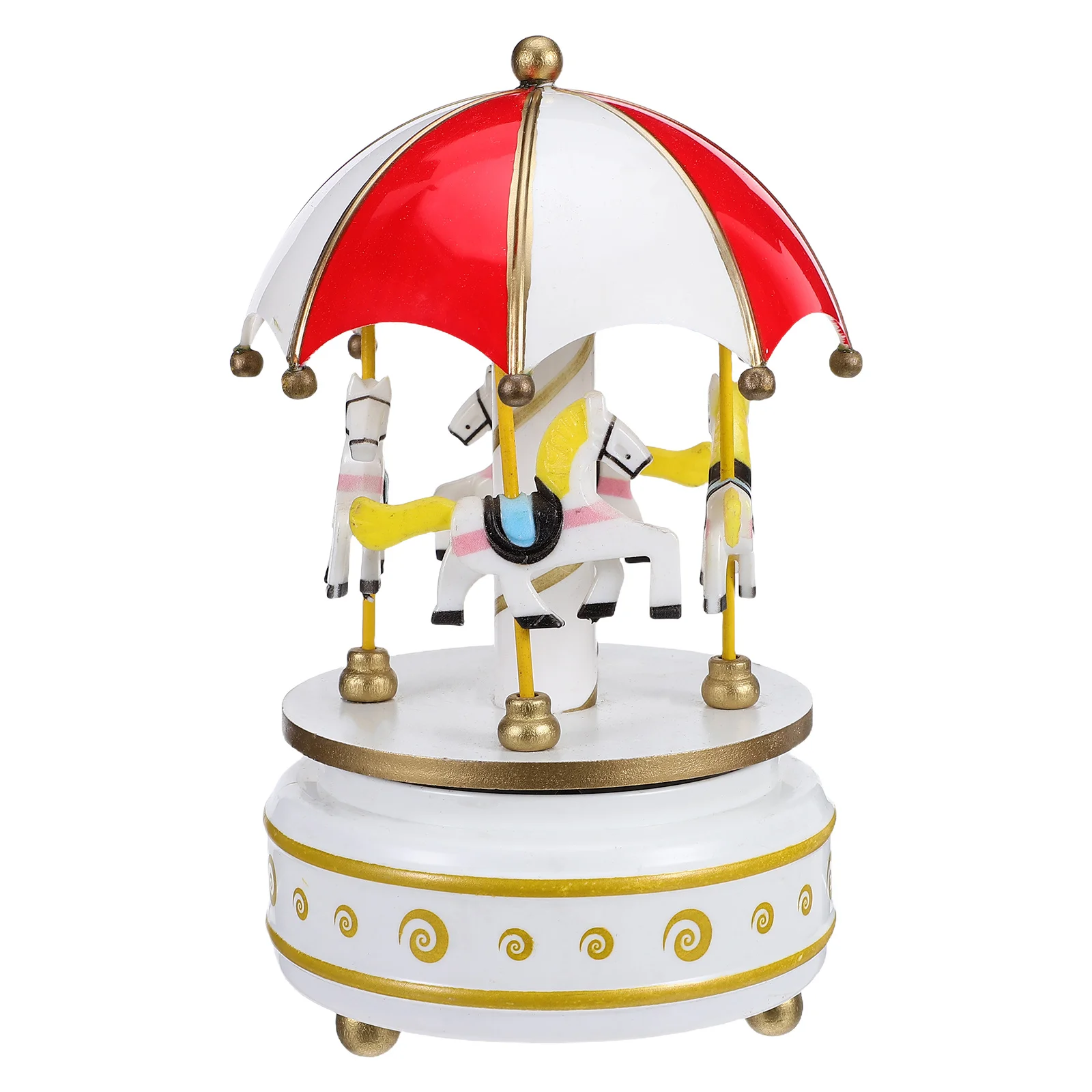 

Wooden Carousel Music Box Rotating Horse Wind Up Mechanism Classic Vintage Merry-Go-Round Desktop Decor Musical Box for Women