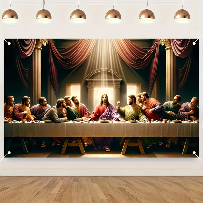 The Last Supper Tapestry Wall Hanging Jesus Christ Religious Art Fabric Poster Classic Painting Print for Living Room Bedroom