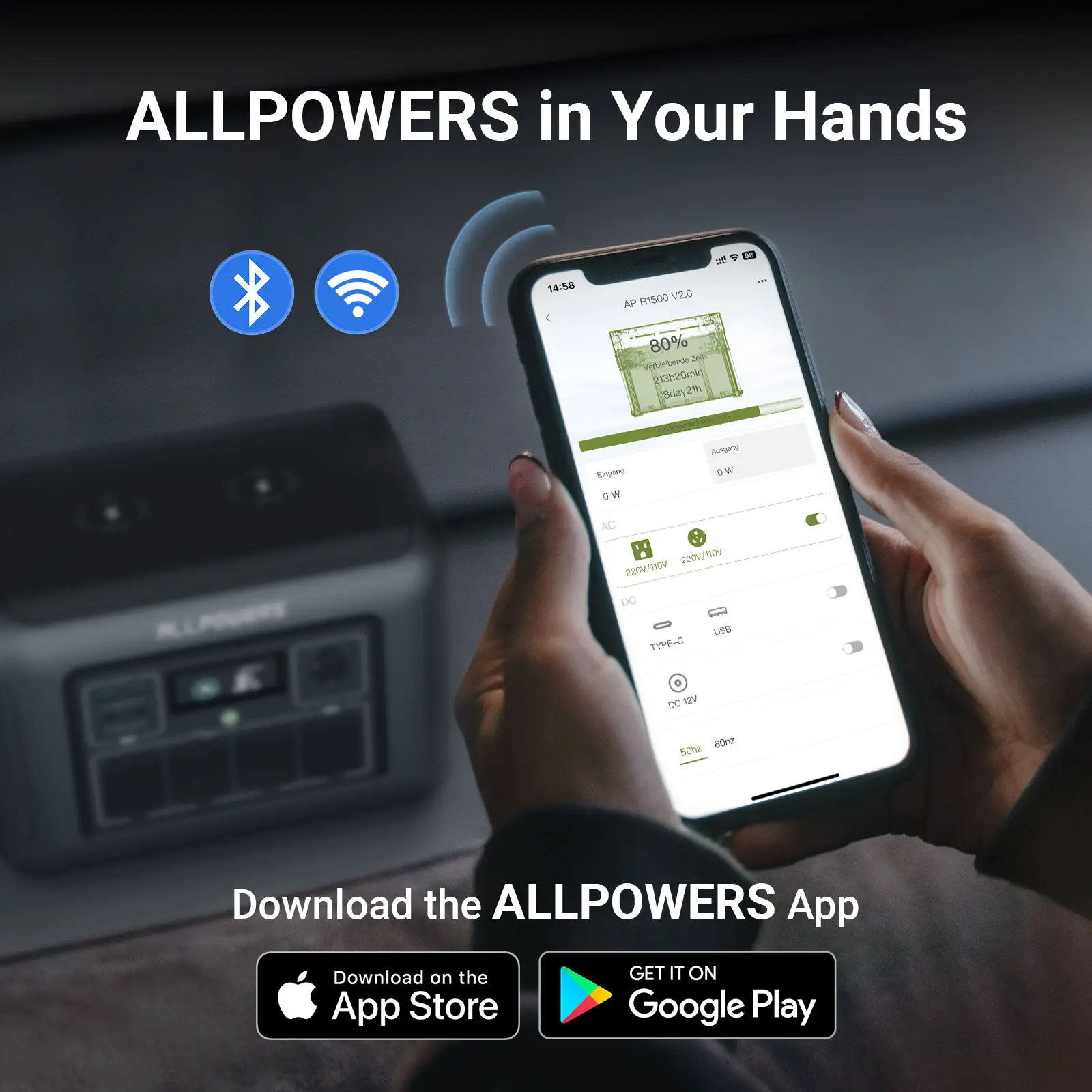 ALLPOWERS 600W Portable Power Station With Mute Mode And 400W Fast Charging, Compact Solar Generator For Home Emergencies, RV.