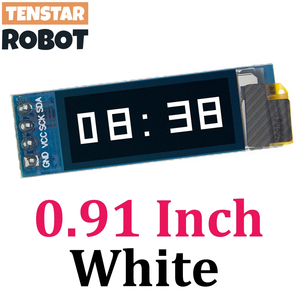 TSTARDEV I2C OLED وحدة عرض 0.91 بوصة I2C SSD1306 OLED وحدة عرض أبيض/أزرق I2C OLED شاشة سائق تيار مستمر 3.3 فولت ~ 5 فولت
