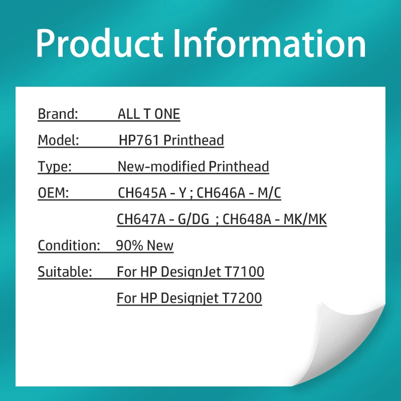For HP 761 Printhead HP761 Print Head CH645A CH646A CH647A CH648A For HP Designjet T7100 T7200 Printer Cabeça - Image 6
