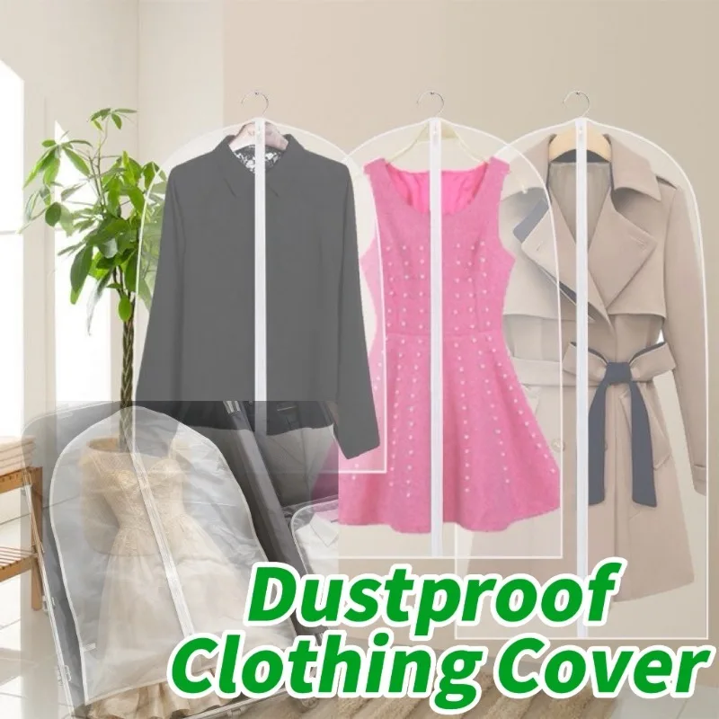 Clothes Hanging Transparent Dust Proof Cover Waterproof Hang Dust Cover with Zipper Clothes 100% Wardrobe Washable Clothing Bag