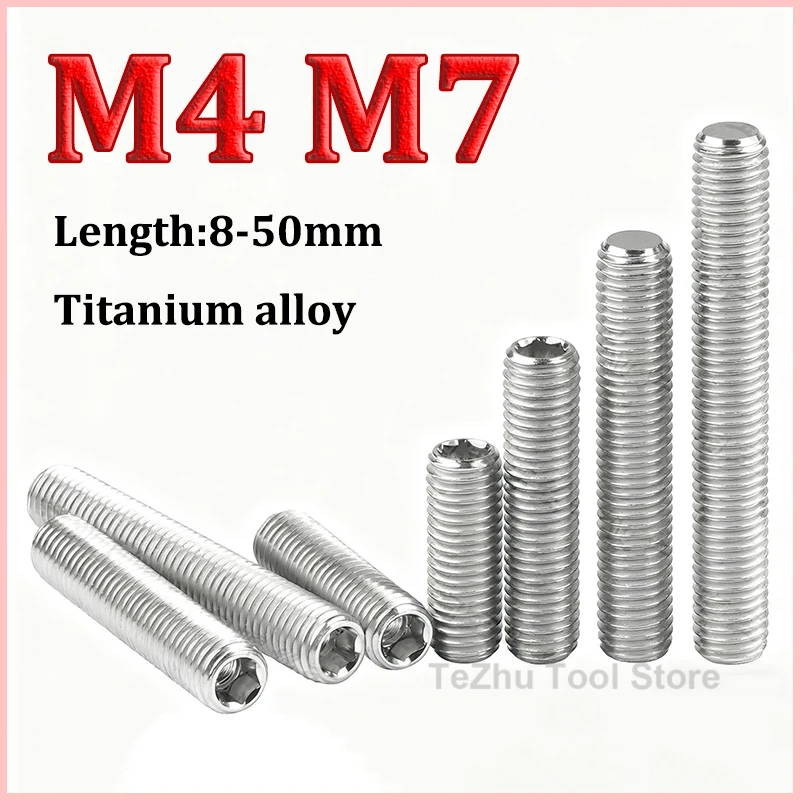 1pc M4 M7 Titanium Hexagon Setting Screws Headless Screws H/L Adjustment Screw For Bicycle