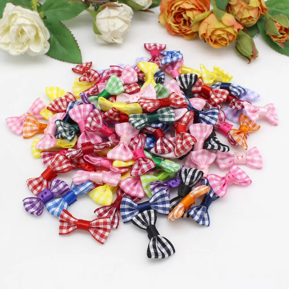 50 or 100pcs 15mm-30mm Small Satin Ribbon Bow Satin Ribbon Bowknot Ribbon Bow Flower Tie Appliques Scrapbooking Crafts Wedding