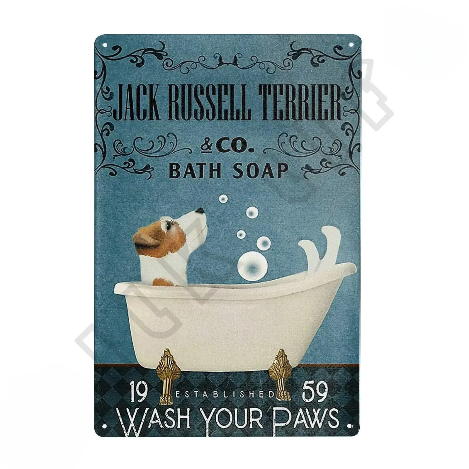 Jack Russell Terrier Custom Poster Tin Sign，for Home Cafe Kitchen Bathroom Toilet Farmhouse Livingroom Funny Wall Decoration