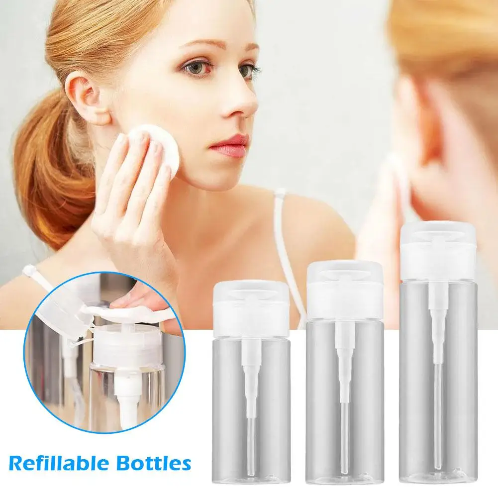 Botellas rellenables de 100/120/300ml, dispensador de presión vacío, removedor de maquillaje y manicura, limpiador de esmalte de uñas artístico, también H4C5