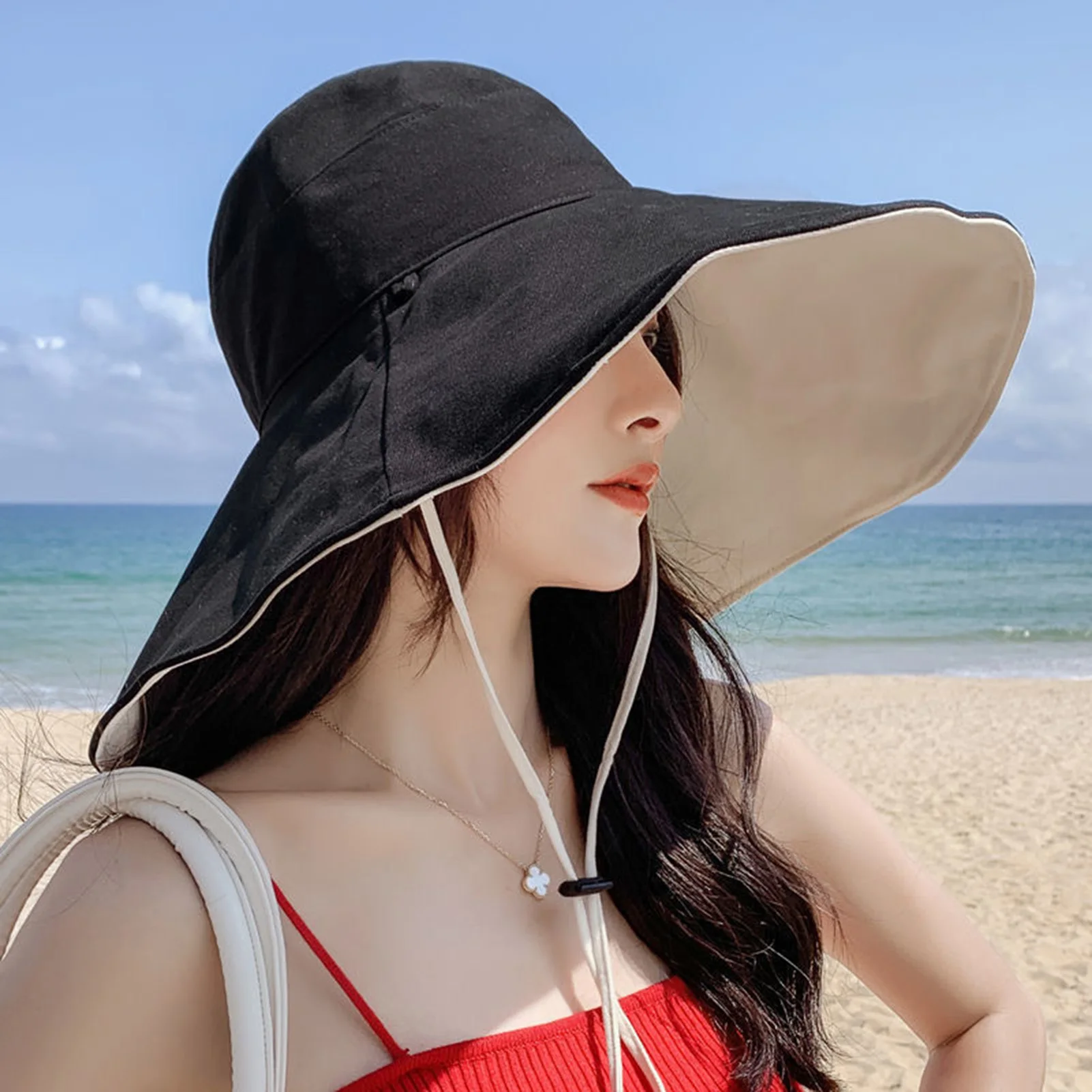 Women Wide Brim Summer Sun Hat Oversized Ladies Beach Hat for Friend Family Neighbors Gift d88