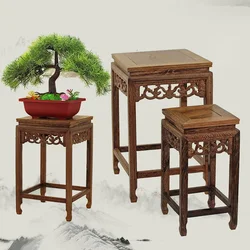 Redwood Base Plant Frame Solid Wood Carved Chicken Wing Wood Flower Pot Stand Chinese Style Fish Tank Trays