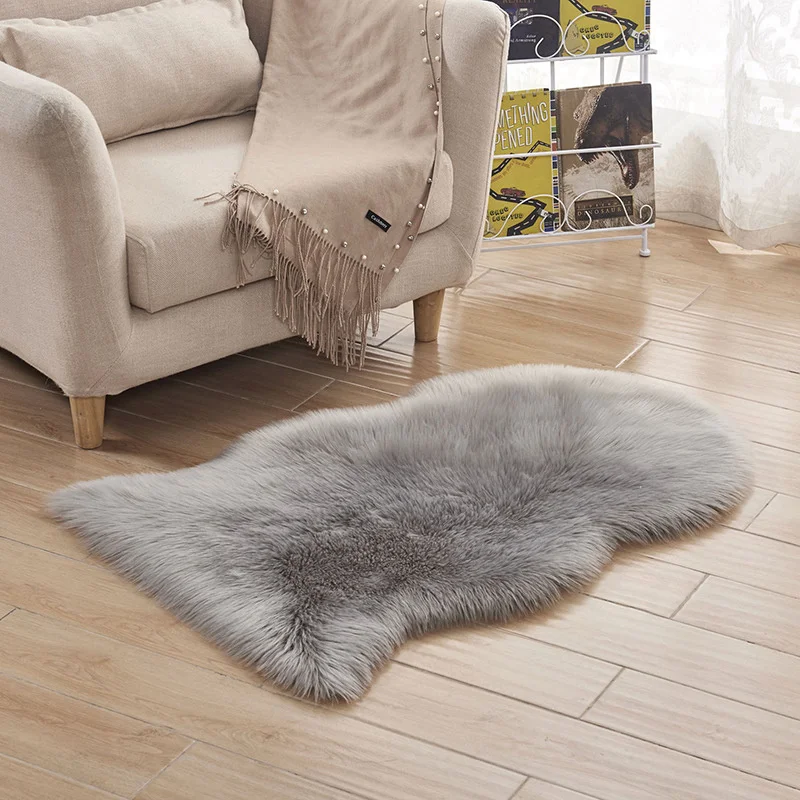 Anti-Skid Shaggy Fluff Rug for Bedroom Living Room, Grey 60x90CM