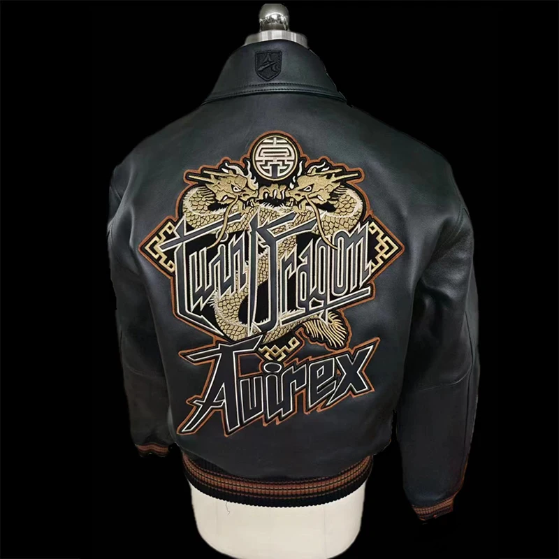 Spring Autumn High Quality Authentic Outdoors European American Size Double dragon Genuine Leather Jacket Men Women Brand Jacket